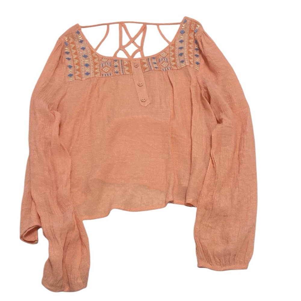 Mine Orange Embellished Long Sleeve Blouse